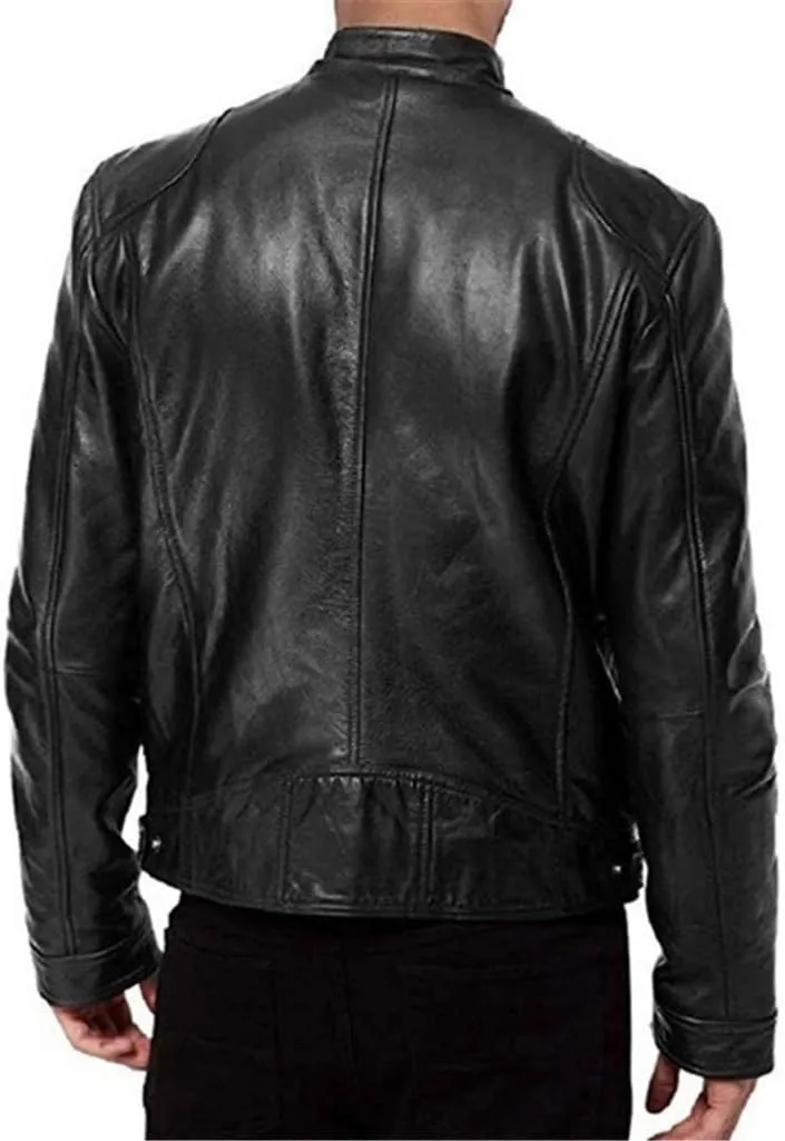 Real Leather Jacket Men Collar Winter Autumn Men Club Coat Long Jacket Stand Men's Coats Jackets Vintage Jacket Men