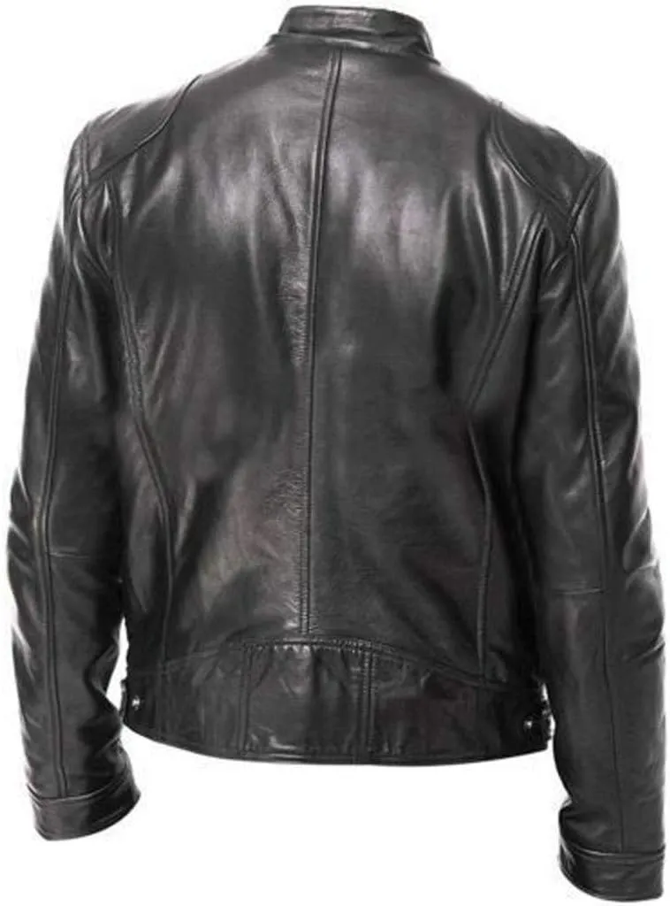 Real Leather Jacket Men Collar Winter Autumn Men Club Coat Long Jacket Stand Men's Coats Jackets Vintage Jacket Men