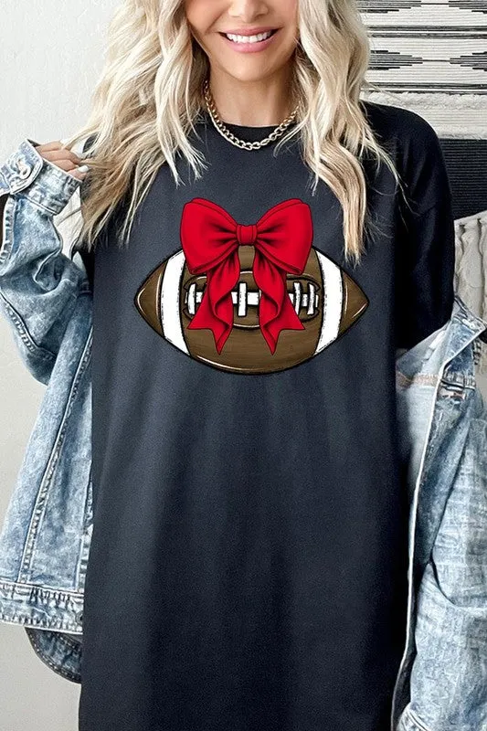 Red Bow Football Graphic Heavyweight Tee