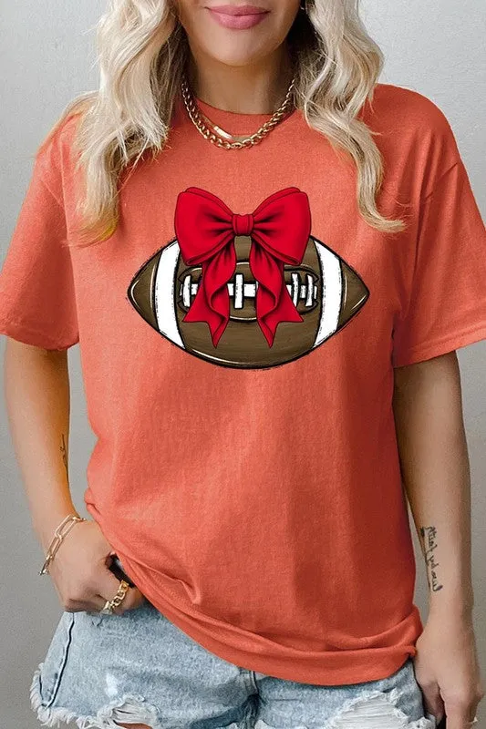 Red Bow Football Graphic Heavyweight Tee