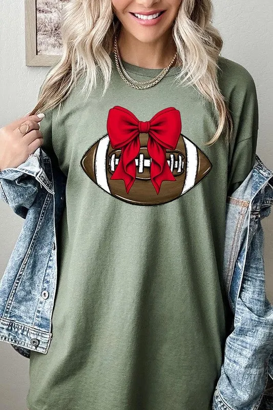Red Bow Football Graphic Heavyweight Tee