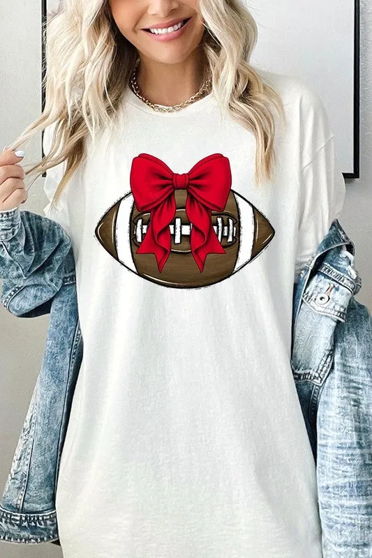 Red Bow Football Graphic Heavyweight Tee