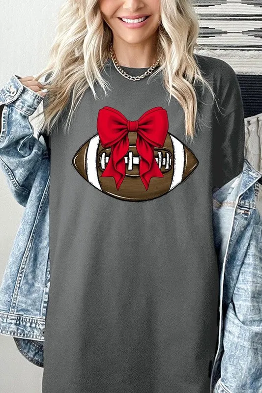 Red Bow Football Graphic Heavyweight Tee