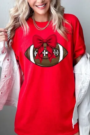 Red Bow Football Graphic Heavyweight Tee