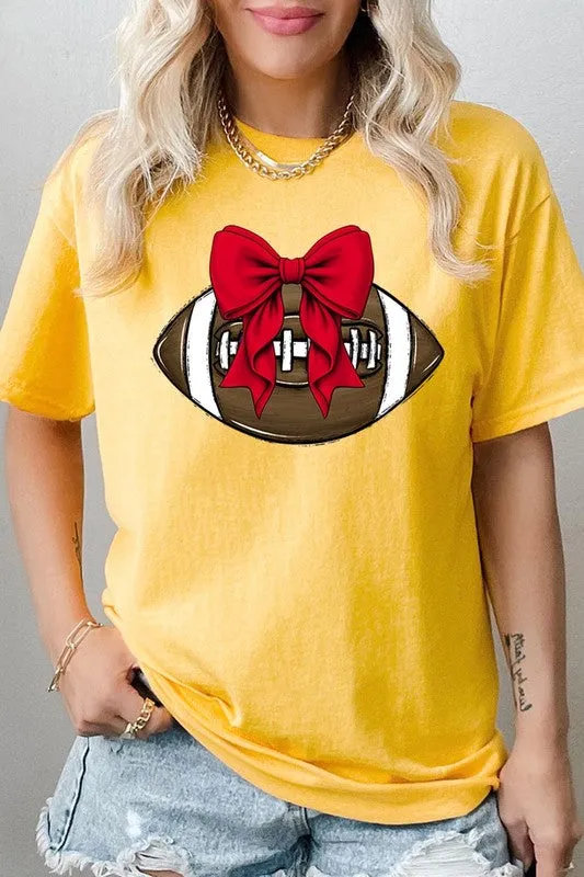 Red Bow Football Graphic Heavyweight Tee