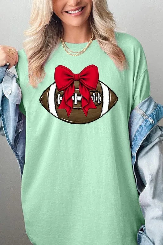 Red Bow Football Graphic Heavyweight Tee
