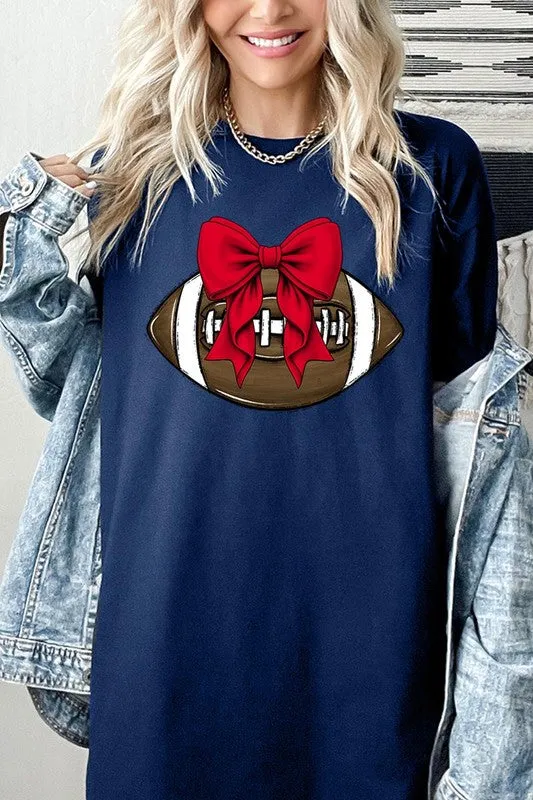 Red Bow Football Graphic Heavyweight Tee