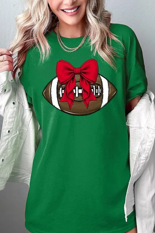 Red Bow Football Graphic Heavyweight Tee