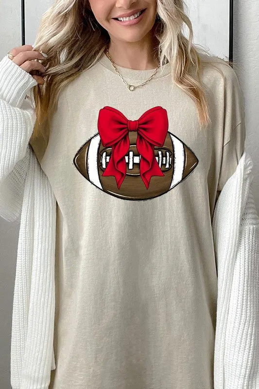 Red Bow Football Graphic Heavyweight Tee