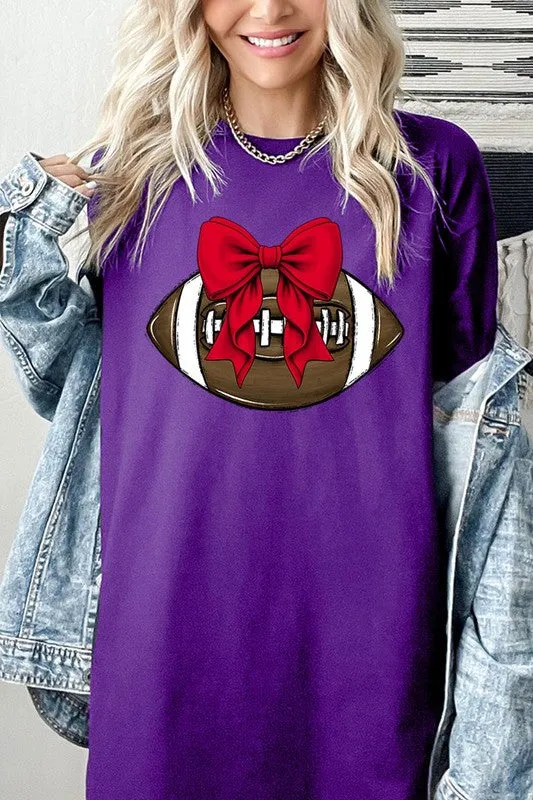 Red Bow Football Graphic Heavyweight Tee