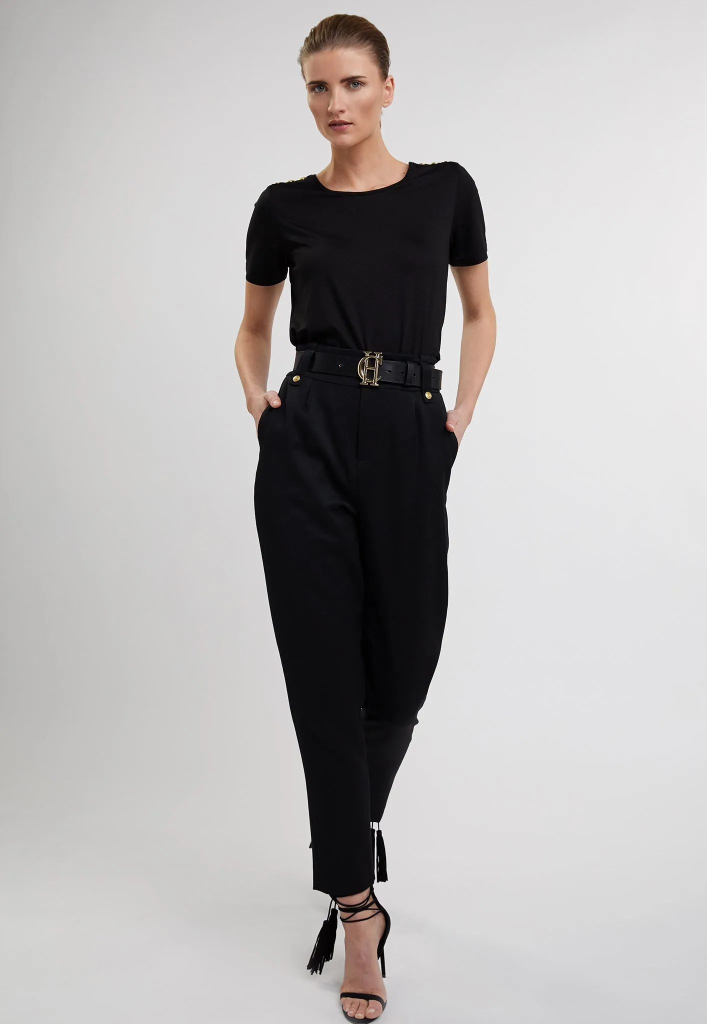 Relaxed Fit Crew Neck Tee - Black