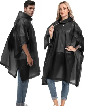 Reusable Rain Ponchos with Drawstring Hood for Adults, Waterproof Thicken Rain Coat, 2 Packs