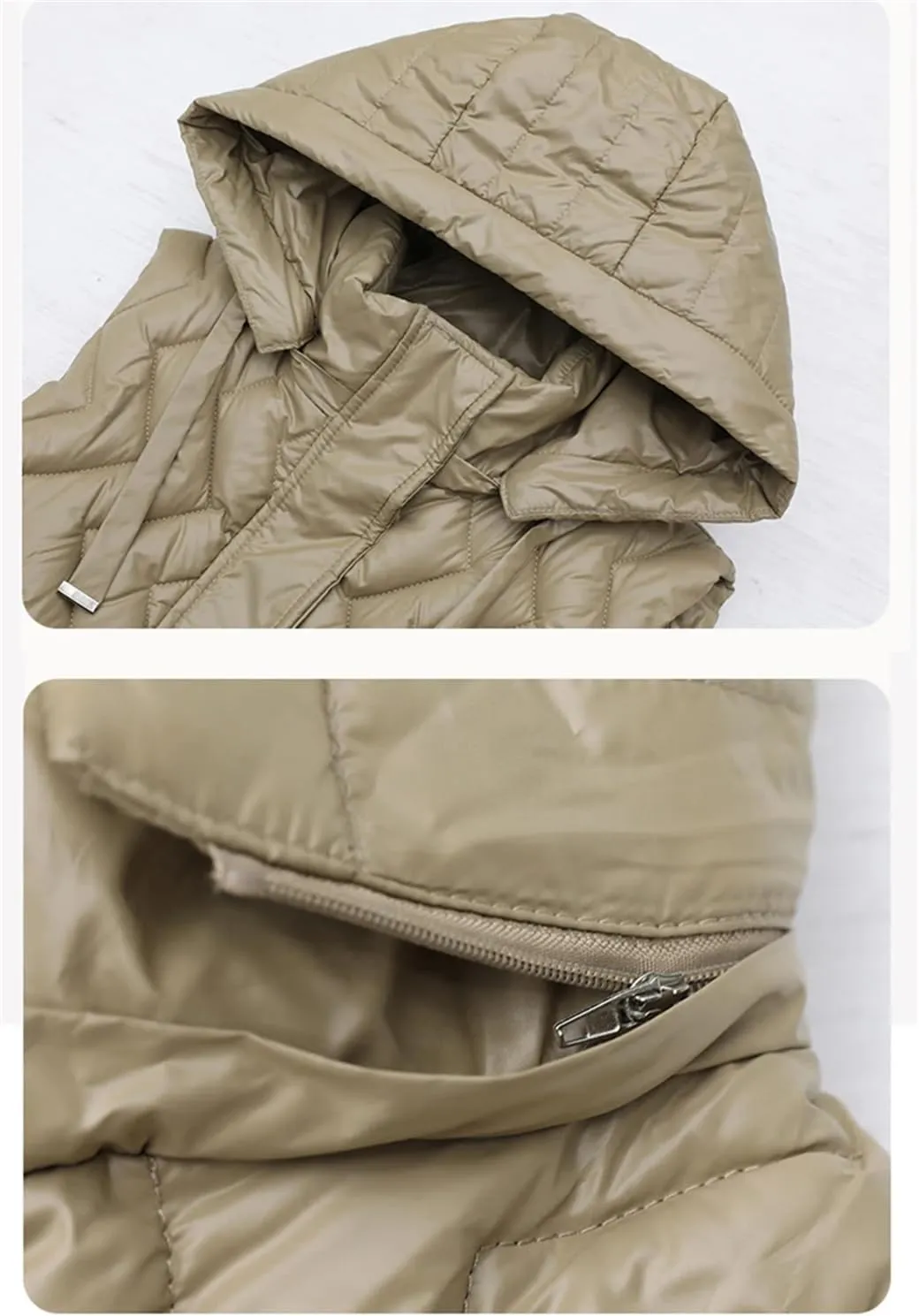 Rfmfkkg Women'S Long Solid Color Sleeveless Vest Puffer Jacket Cotton Padded Hooded Vest Coat