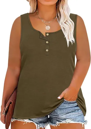 RITERA Plus Size Tanks Tops for Women Summer V Neck Solid Color Sleeveless Tanks Shirts Basic Causal Trendy Tanks Tops