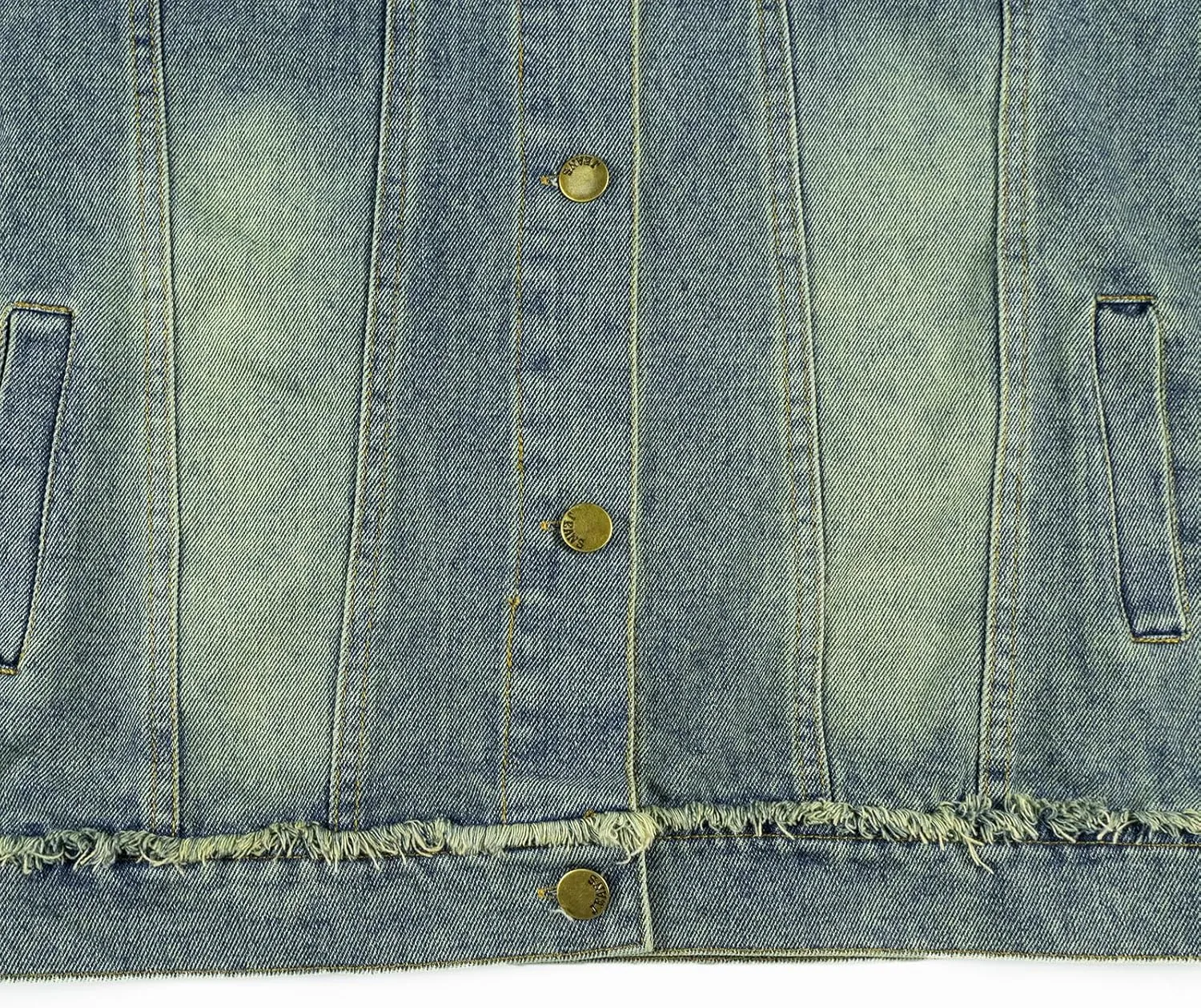 Rolanko Girls Denim Jackets, Basic Oversized Jean Jacket for Girls Fall Outwear Button Down Trucker Jacket 5-14 Years