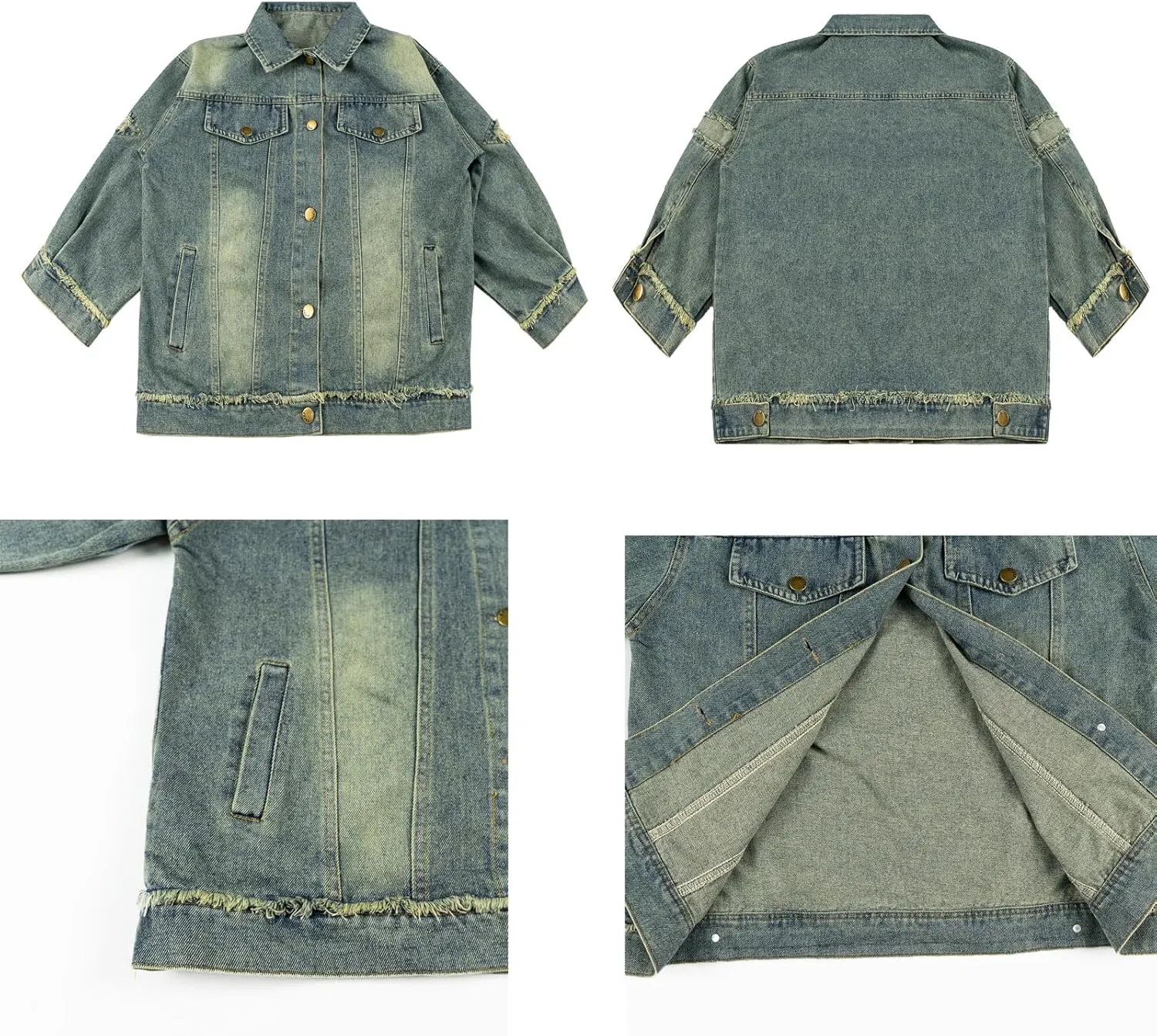 Rolanko Girls Denim Jackets, Basic Oversized Jean Jacket for Girls Fall Outwear Button Down Trucker Jacket 5-14 Years
