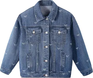 Rolanko Girls Denim Jackets, Basic Oversized Jean Jacket for Girls Fall Outwear Button Down Trucker Jacket 5-14 Years
