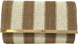 Rungion Womens Straw Evening Clutch Striped Rattan Woven Purse Summer Beach Handbag Designer Wallet for Ladies 2025