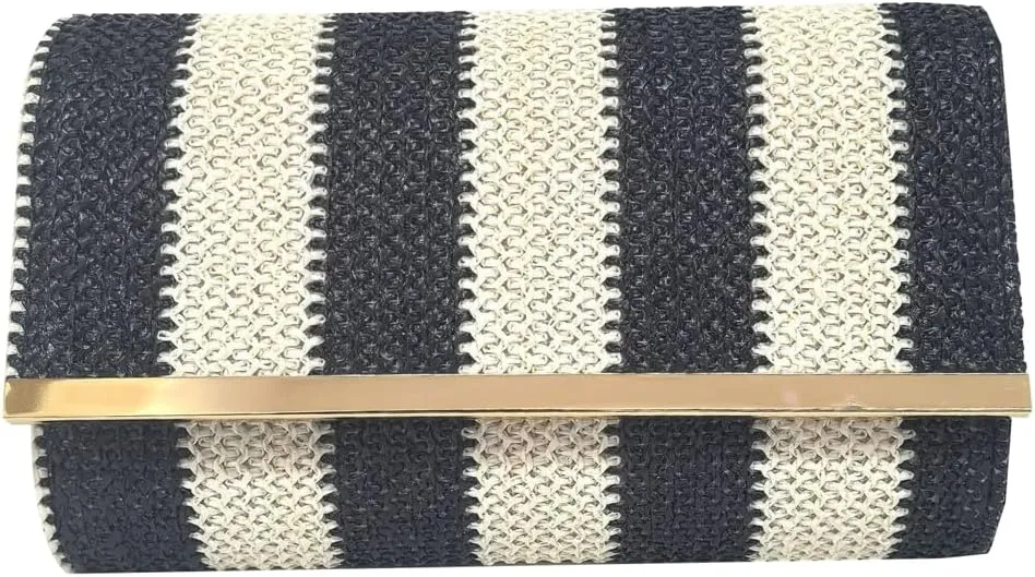 Rungion Womens Straw Evening Clutch Striped Rattan Woven Purse Summer Beach Handbag Designer Wallet for Ladies 2025