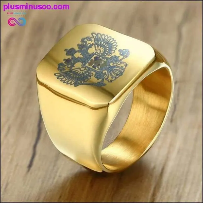 Russian National Emblem Men Signet Ring Double-headed Eagle