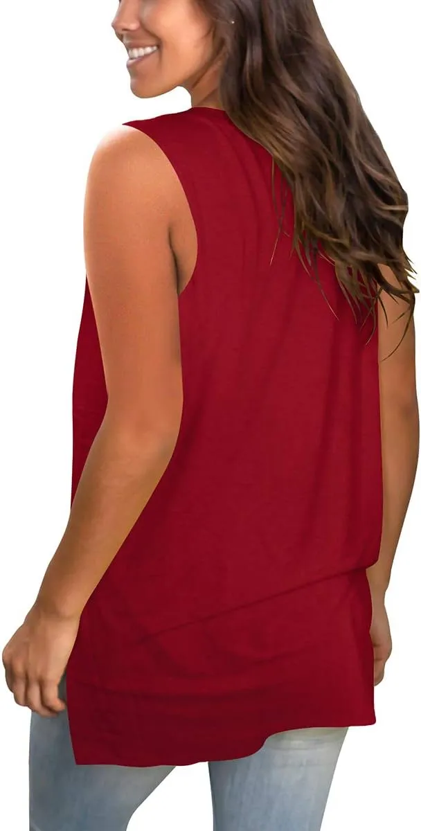 SAMPEEL Womens Summer Tank Tops Basic Tanks V Neck Sleeveless T Shirts Side Split