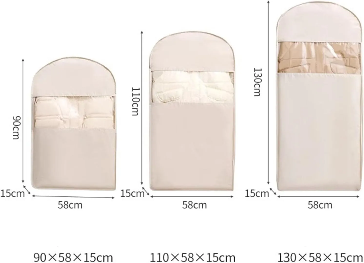 Self-Compression Hanging Garment Bag - Space Saver for Coats/Jackets with Dustproof PEVA Cover (3 Pcs E,One Size)