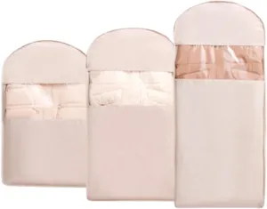 Self-Compression Hanging Garment Bag - Space Saver for Coats/Jackets with Dustproof PEVA Cover (3 Pcs E,One Size)