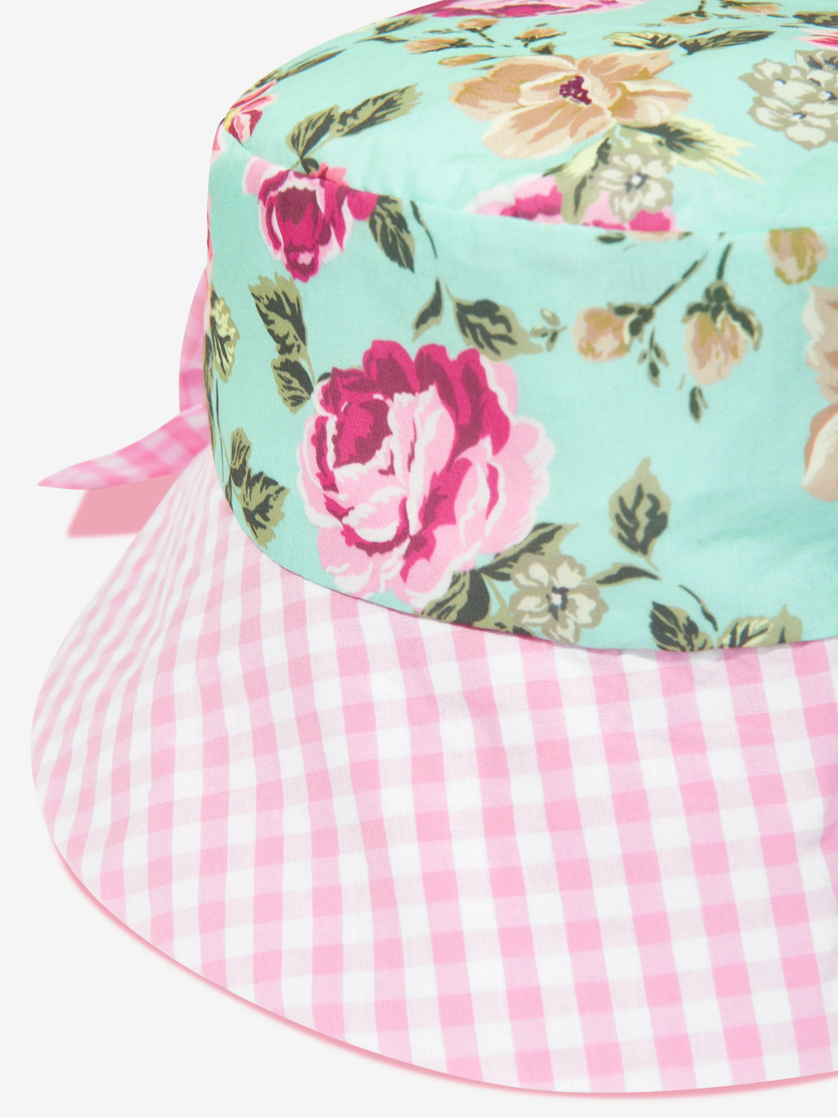 Selini Action Girls Floral And Check Bucket Hat in Multicolour