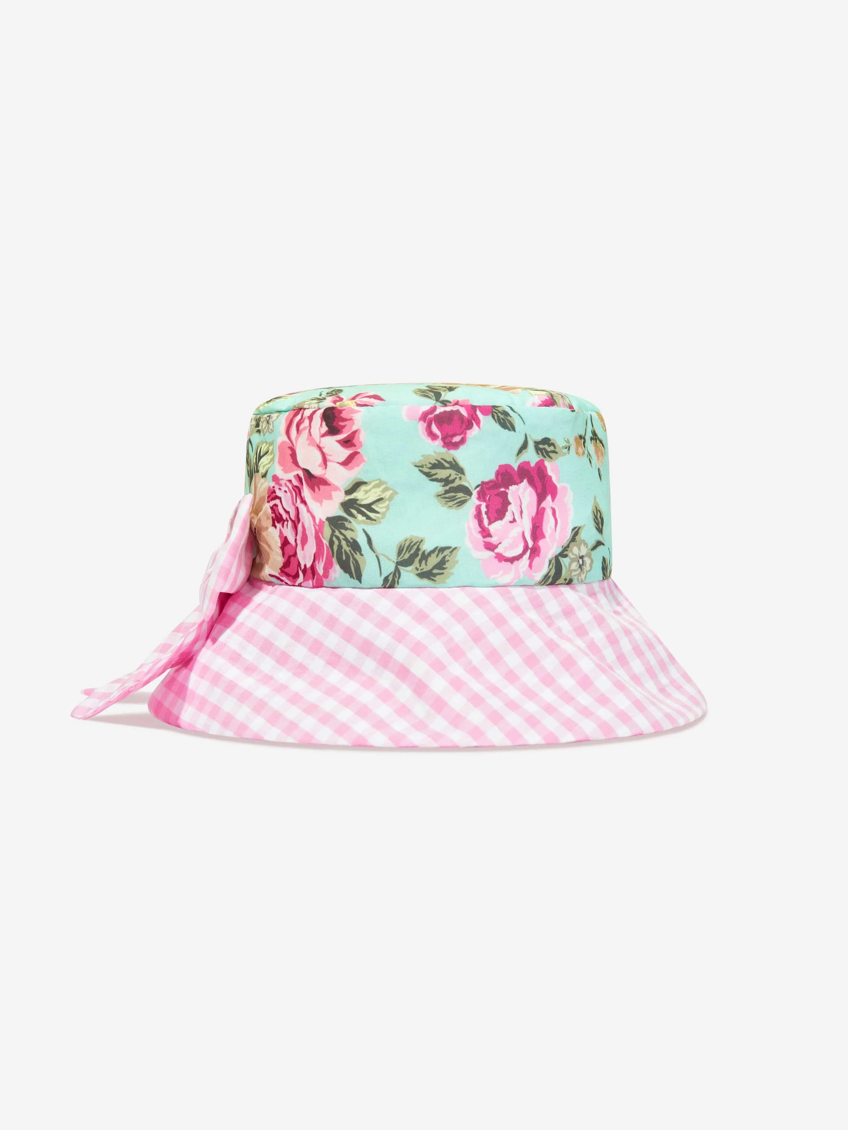 Selini Action Girls Floral And Check Bucket Hat in Multicolour