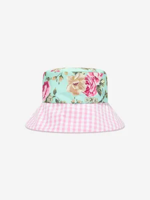 Selini Action Girls Floral And Check Bucket Hat in Multicolour