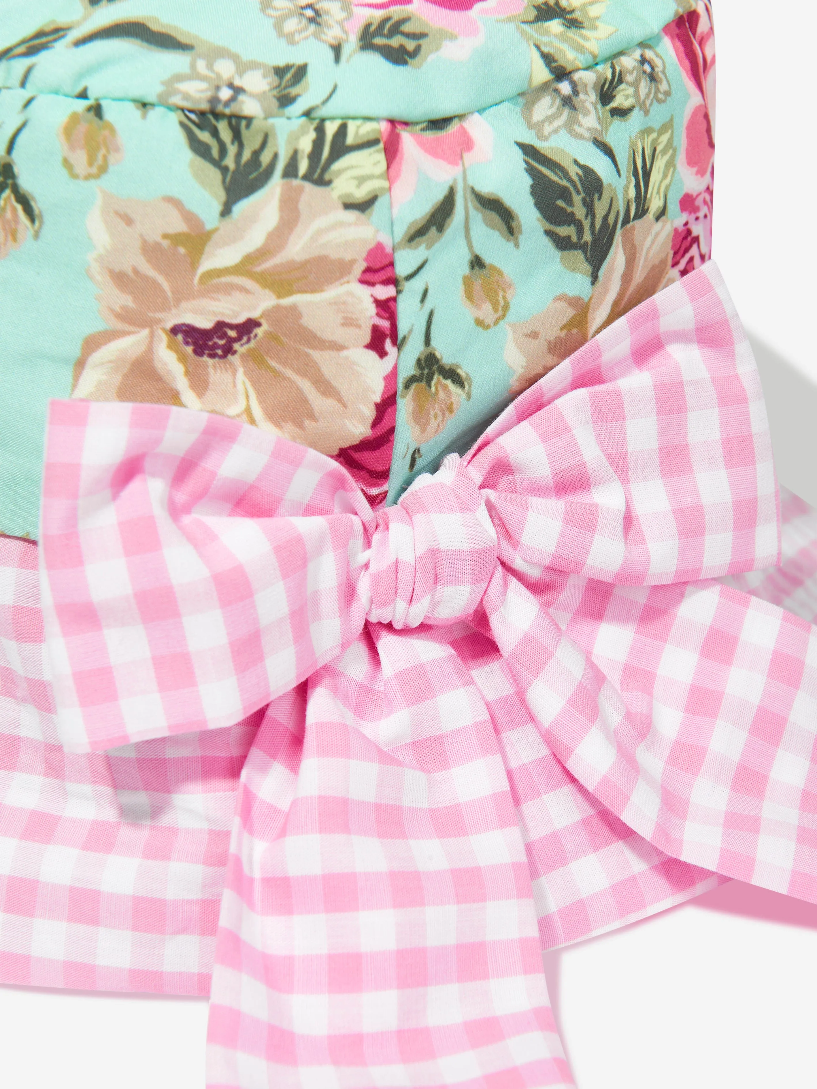 Selini Action Girls Floral And Check Bucket Hat in Multicolour