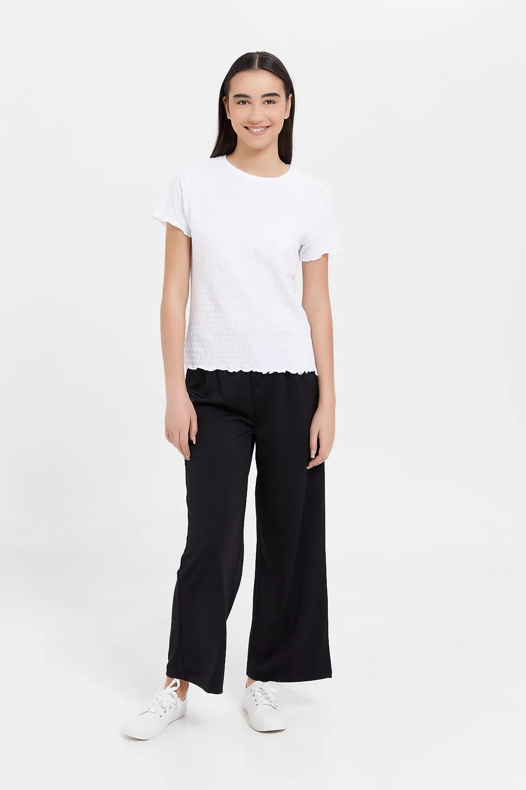 Senior Girls White Jacquard Top