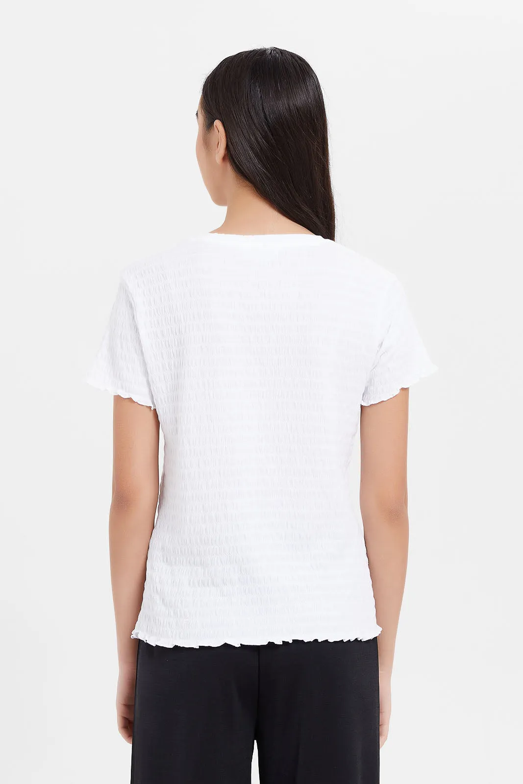 Senior Girls White Jacquard Top