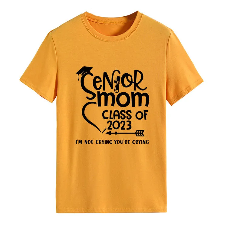 Senior Mom Class Letter Fashion Ladies Crewneck Short Sleeve T-Shirt