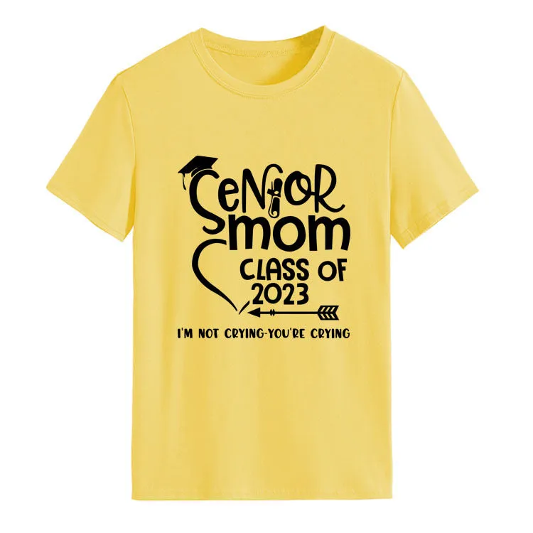 Senior Mom Class Letter Fashion Ladies Crewneck Short Sleeve T-Shirt