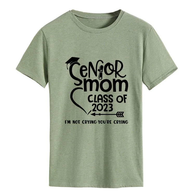 Senior Mom Class Letter Fashion Ladies Crewneck Short Sleeve T-Shirt