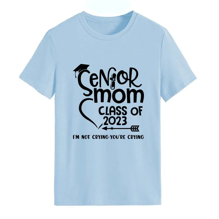 Senior Mom Class Letter Fashion Ladies Crewneck Short Sleeve T-Shirt