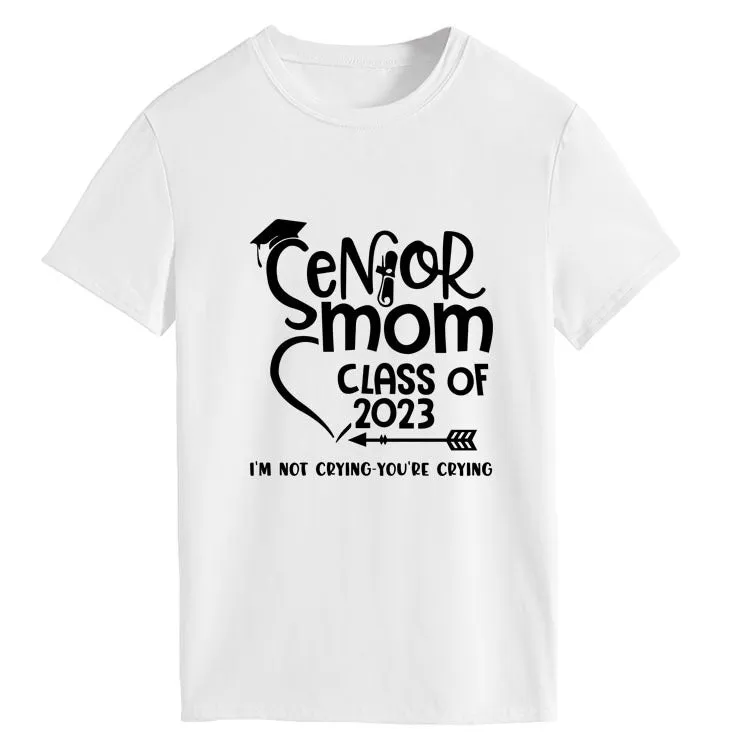 Senior Mom Class Letter Fashion Ladies Crewneck Short Sleeve T-Shirt