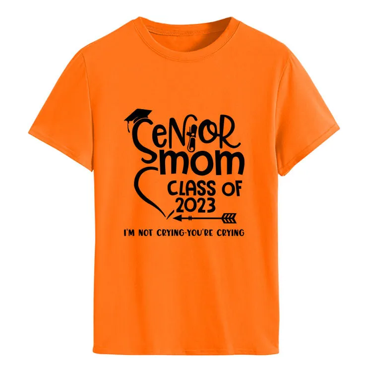 Senior Mom Class Letter Fashion Ladies Crewneck Short Sleeve T-Shirt