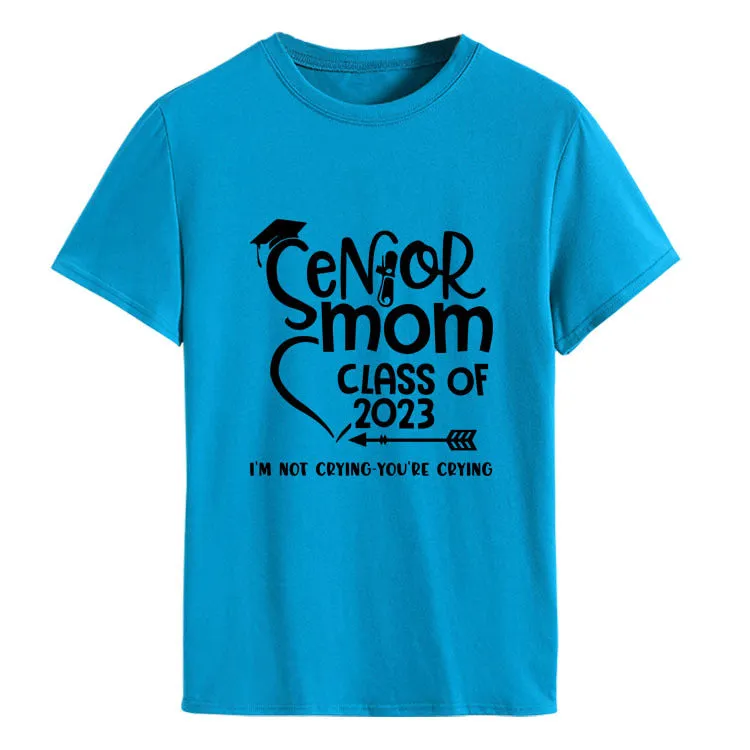 Senior Mom Class Letter Fashion Ladies Crewneck Short Sleeve T-Shirt