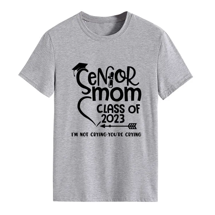 Senior Mom Class Letter Fashion Ladies Crewneck Short Sleeve T-Shirt
