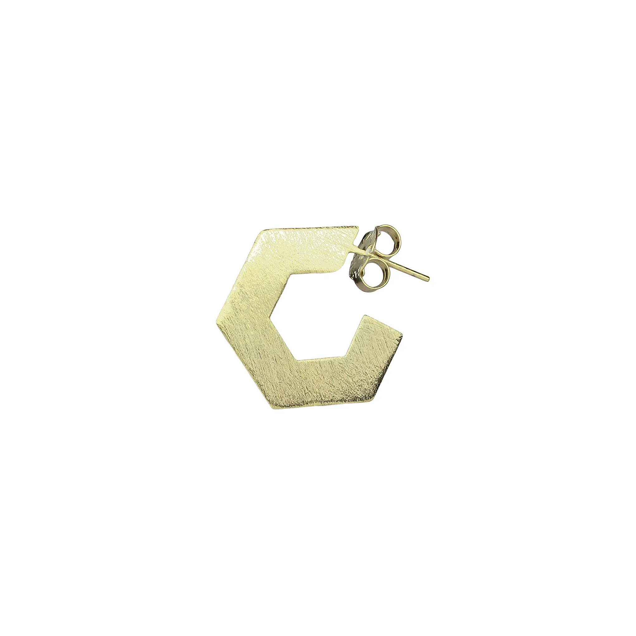Sheila Fajl Small Burke Pentagon Hoop Earrings in Brushed Gold Plated