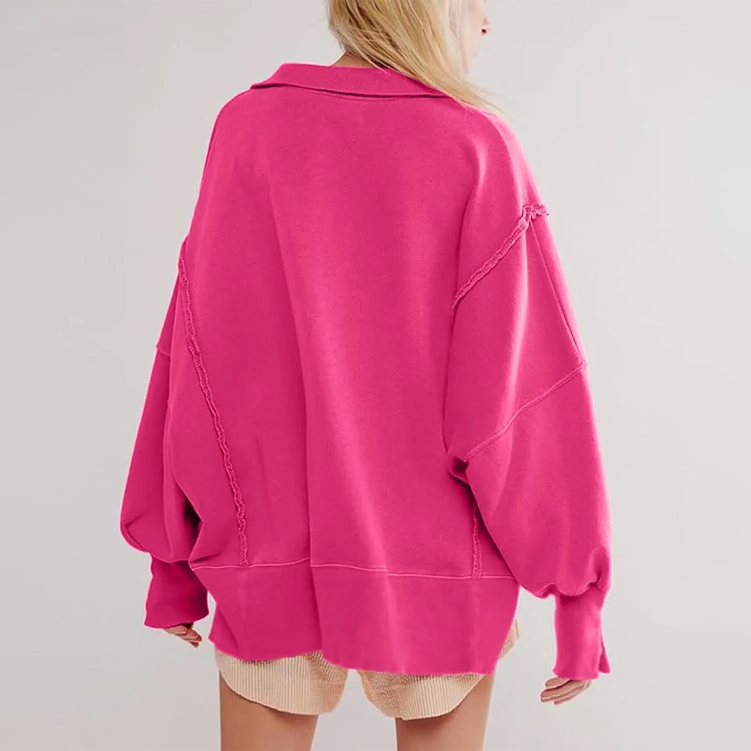 Shirts for Women Casual Long Sleeve Loose Classic Fit Sweatshirts V Neck Button Down Pullover Top Womens Fashion