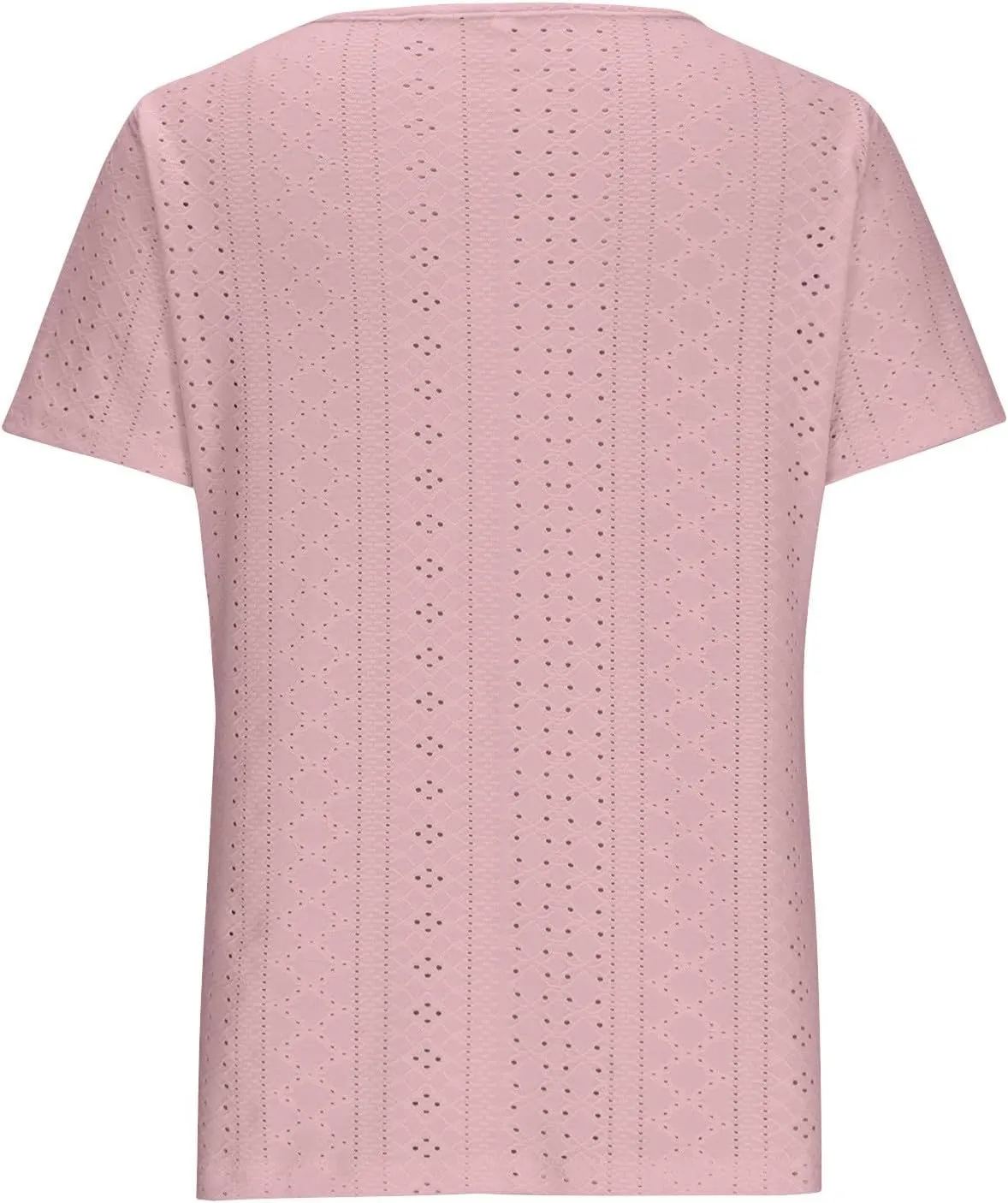 Short Sleeve Tops for Women Summer Tops Embroidery Hollow Scoop Neck T Shirts Plain Work Daily Dressy Casual Blouses