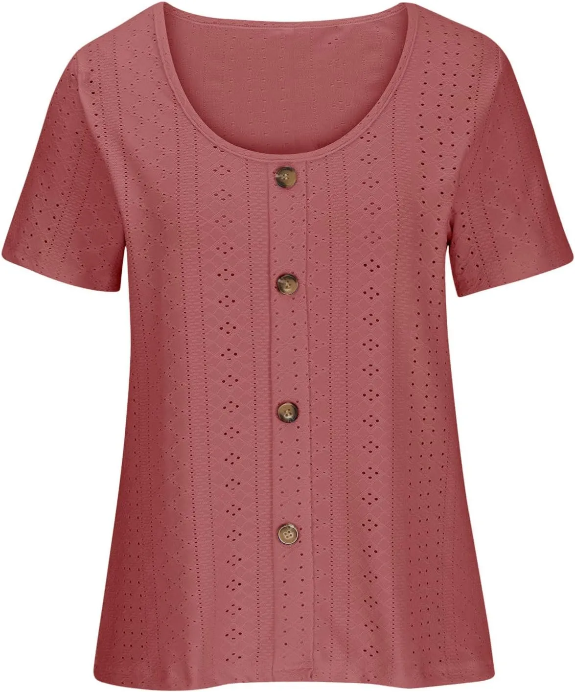 Short Sleeve Tops for Women Summer Tops Embroidery Hollow Scoop Neck T Shirts Plain Work Daily Dressy Casual Blouses