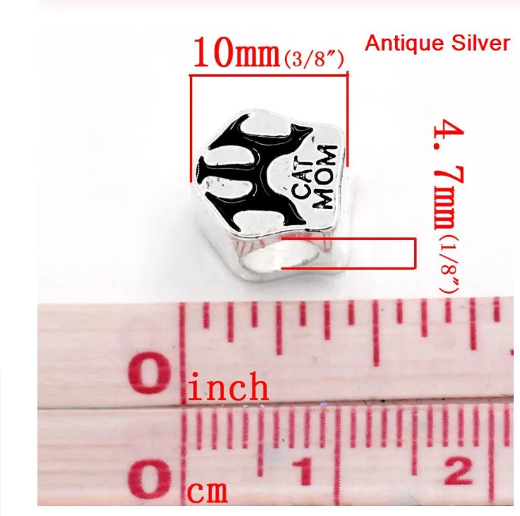 Silver Cat Mom Charm