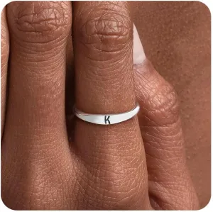 Silver Initial Rings for Women Men Dainty Stackable Pinky Ring Cute Non Tarnish Thumb Knuckle Rings Fashion Simple Letter Finger Rings Stacking Jewelry Gifts Size 6-10