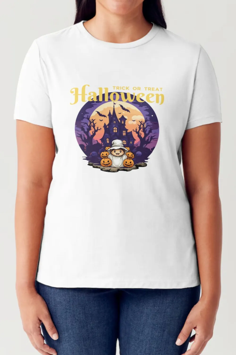 Simply Love Full Size TRICK OR TREAT Short Sleeve Tubular T-Shirt
