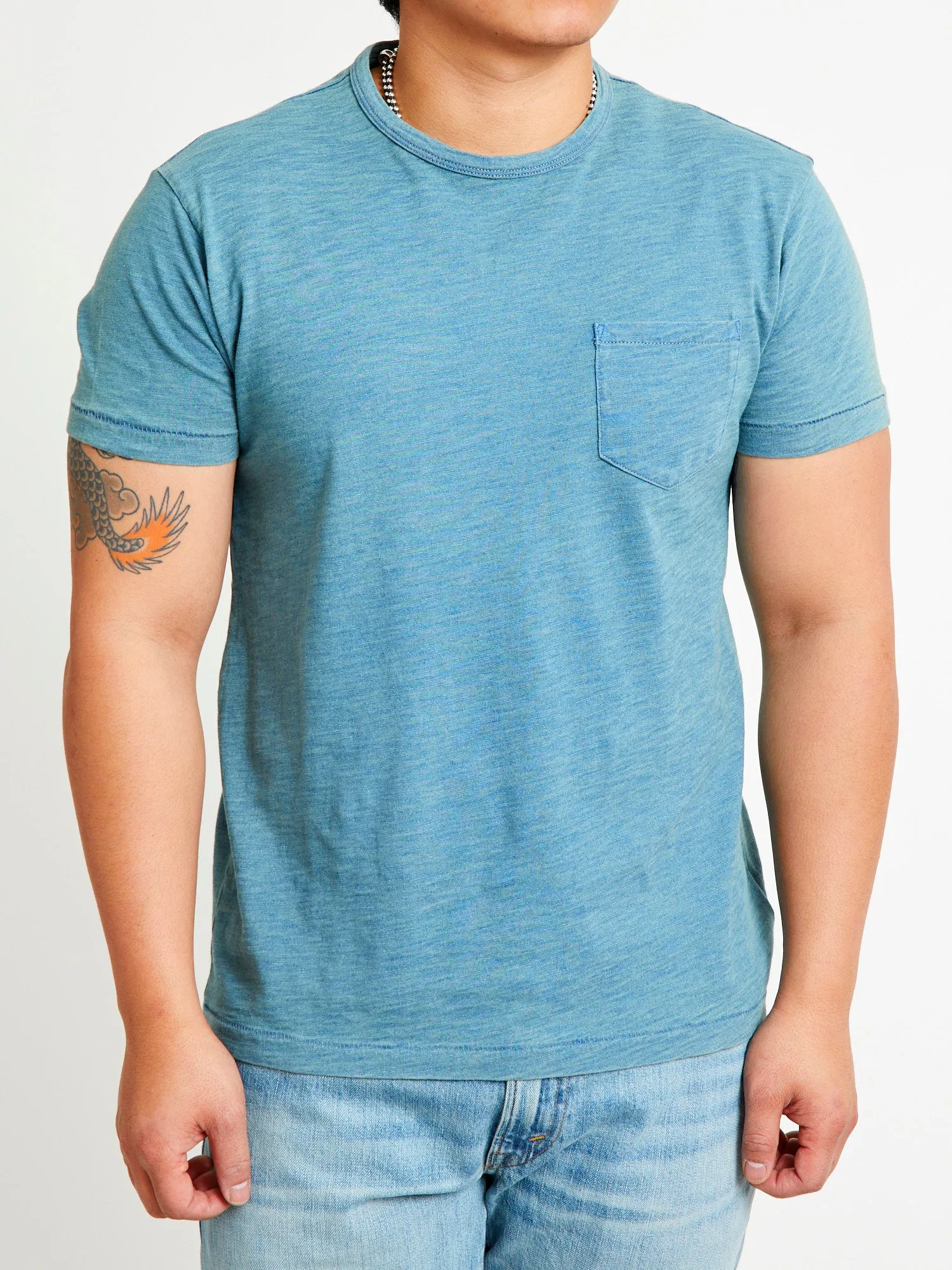 Slub Jersey Pocket T-Shirt in Washed Indigo