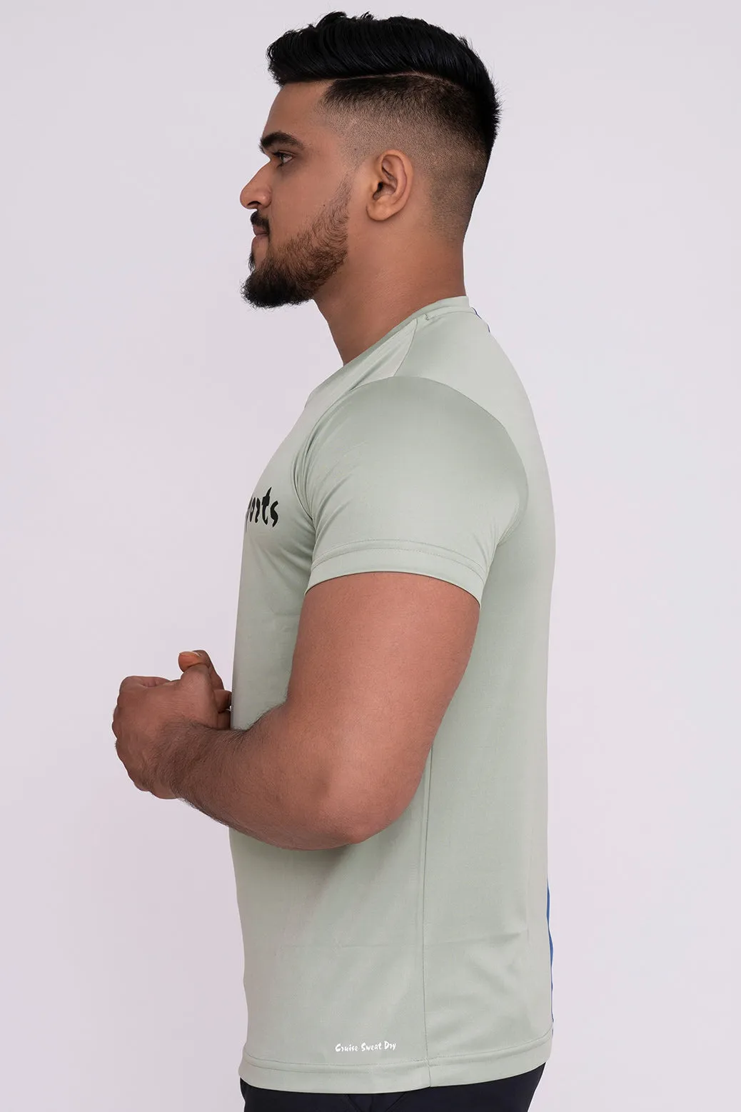 Solid Dye Round Neck T-Shirts Pista Firozi (D)
